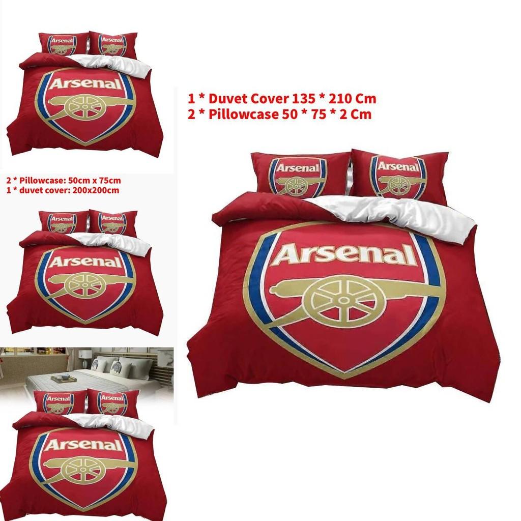 Arsenal Football Club Soccer Print Duvet Cover Set With Polyester Material For Sports Fans Bedroom Decor