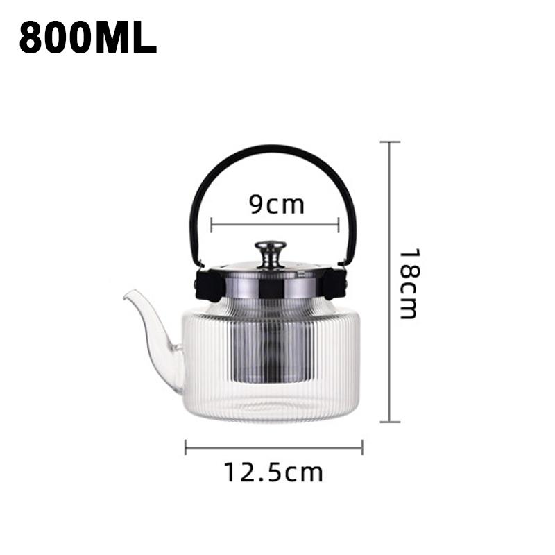 Heat Resistant Glass Teapot Large Capacity Clear Kettle Green Flower Tea Pot Portable Puer Teapots Home Kitchen Jug
