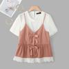 ZANZEA Women Summer Casual Round Neck Short Sleeve Patchwork T-Shirts