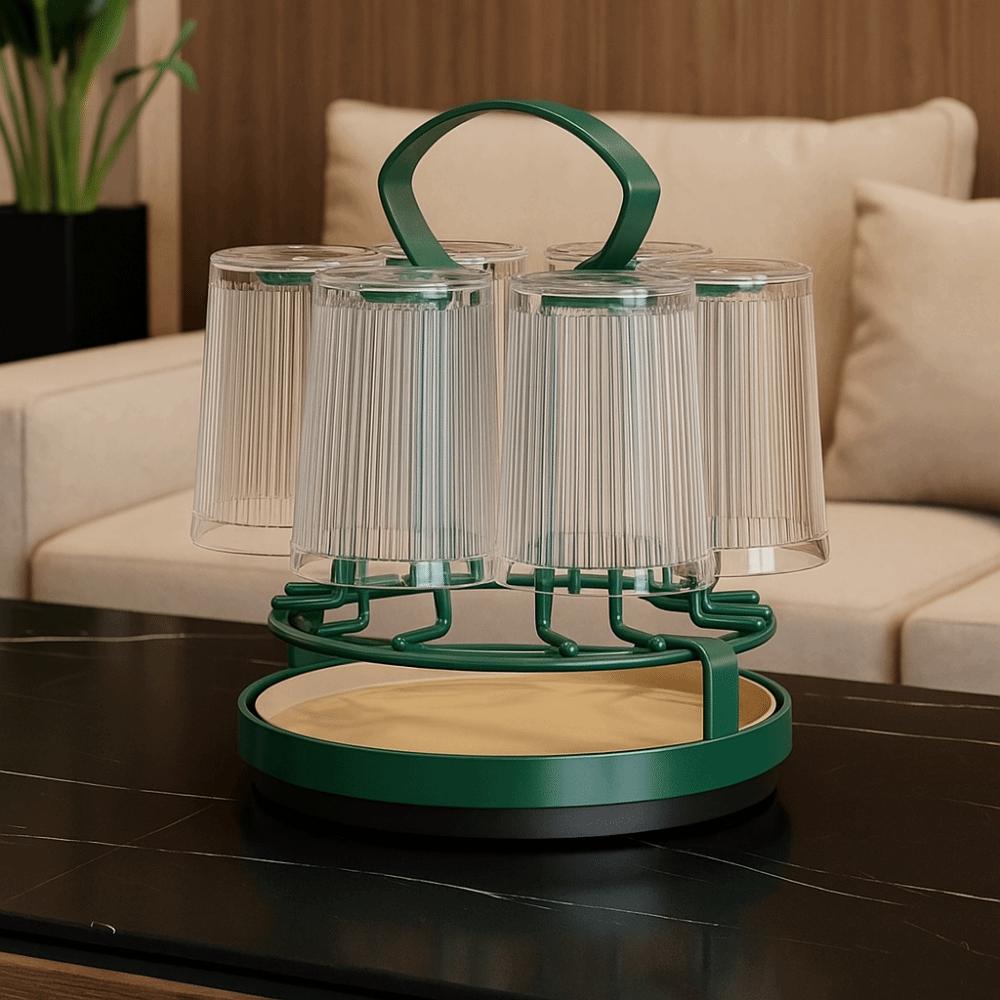 6 Hooks Glass Holder 360° Rotation Cup Drying Rack Dish Rack Cup Drain Rack  Restaurant