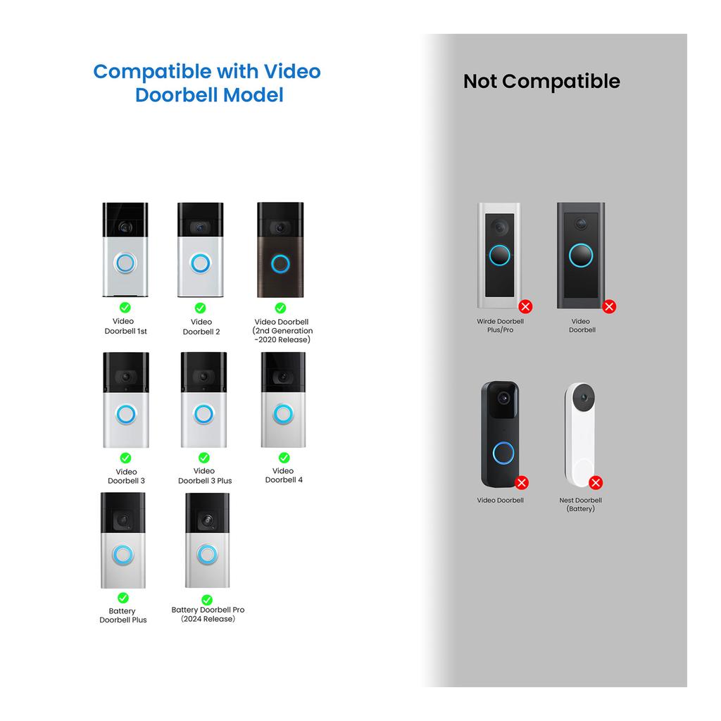 Antitheft Ring Video Doorbell Mount Adjustable Angles Doorbell Bracket Replacement Vinyl Siding Doorbell Mount