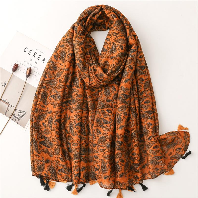 Women Spain Fashion Viscose Scarf Lovely Sunflower Tassel Shawl Wrap Neck Pashmina Stole Winter Foulard Bufandas Muslim Hijab