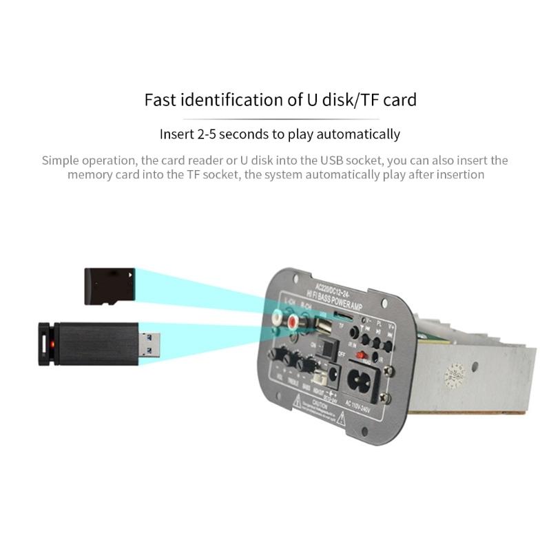 HiFi Bass Power AMP 30-120W Bluetooth-compatible Amplifier Board Audio-AMP DIY FM-Radio 12V/24V/110V/220V Single Channel