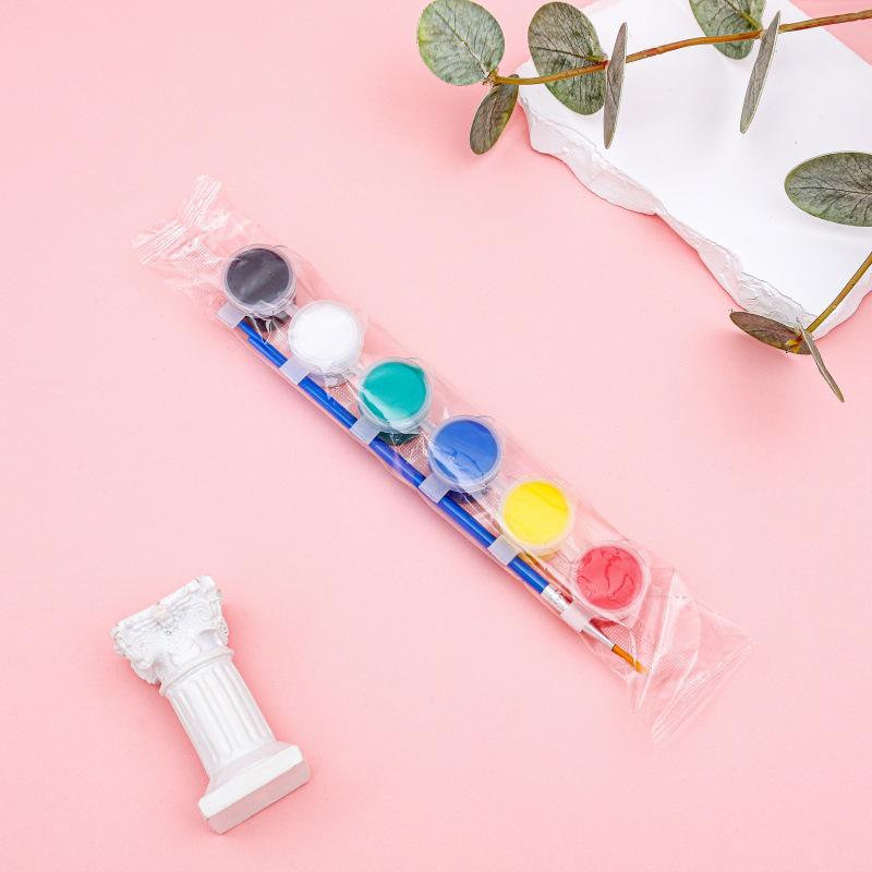 12-Color Acrylic Paint Strips with Plaster Doll for Kids DIY Graffiti, 3ml Each