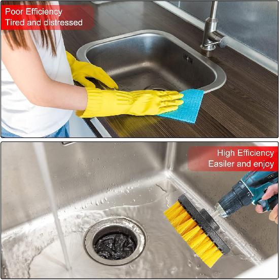 6 Pcs Drill Brush Attachment Power Scrubber Cleaning Kit Multi Purpose Drill Brush Set Drill Scrubber Brush Kit Cleaning Brushes for Drill Bathroom