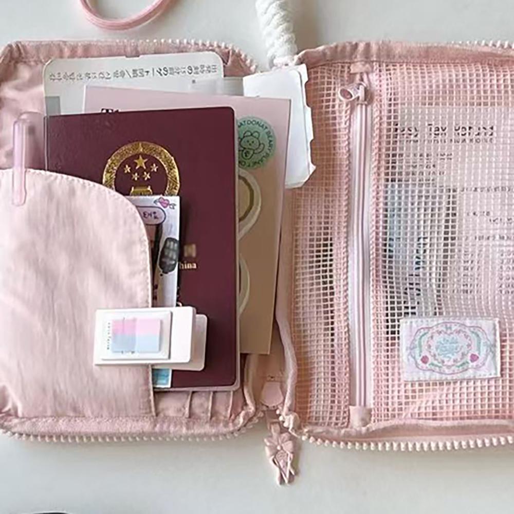 Ballet rabbit card bag, ID storage bag, neck hanging style, travel small passport holder, portable miscellaneous storage bag