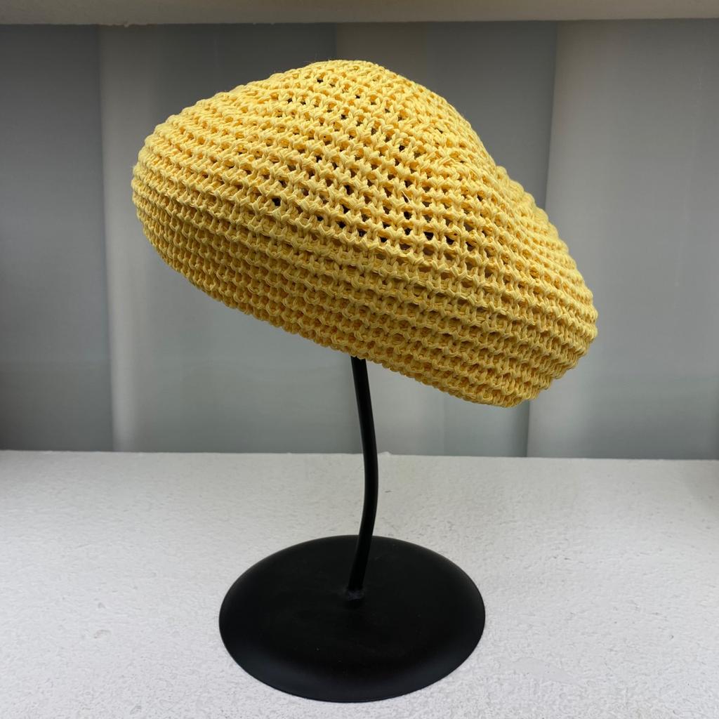 Women's Berer Summer Woven Straw Beret Hat Crochet Straw Cap Sun Hat French Painter Hat Handmade Beach Hat Gift for Her