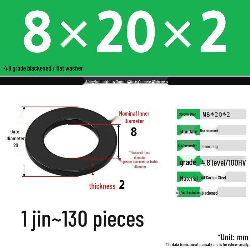 Blackened Enlarged Thickened Metal Washer - M3-M42