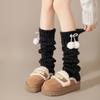 Pile Leg Warmers Women Autumn and Winter Warm Coral Fleece Bow Socks Cover Fleece Thickened Sleep Long Tube Calf Socks