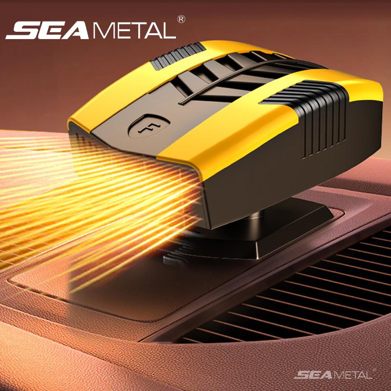 SEAMETAL 12V Car Heater Windshield Defogger and Defroster 360° Rotatable Heating/Cooling Fan Portable Car Air Defogging Heater