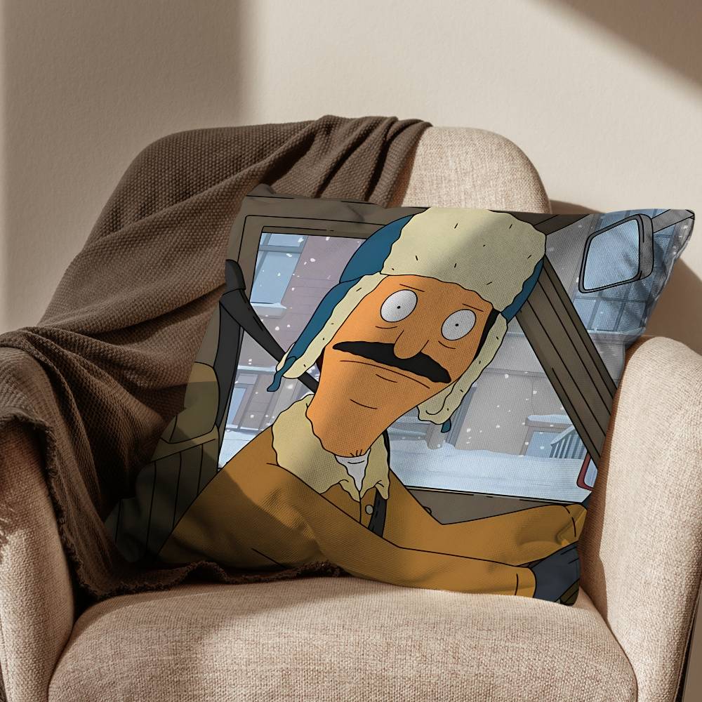 Insomnibob Bobs Burgers Pillow Case Antidustmite Pillowcase Invisible zipper silky short plush Sofa cushion cover