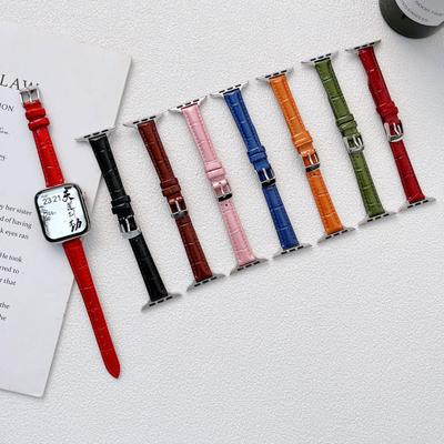 Akıllı saat kayışı Apple Watch Band için 41mm 45mm 40mm 44mm 38mm 42mm Serisi SE Ultra/9/8/7/6/5/4/3/2 Ince Deri Watch Band