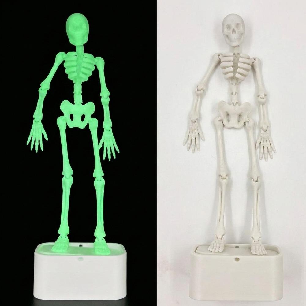 Glow in Dark Dancing Skeleton Aquarium Bubbler Luminous Air Pump Fish Tank Dance Skull Ornament Stable Base Multi-Joint Movable