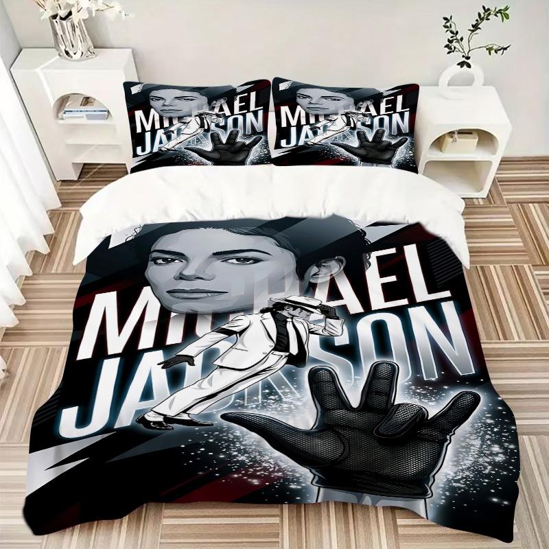 Michael Jackson Pop Print 3Pcs Bedding Set,Duvet Cover with 2 Bedro,Pillowcase Home Birthday Gift