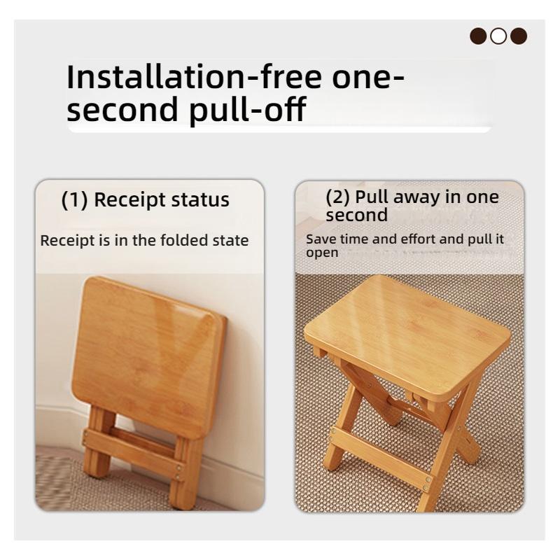 Household Foldable Horse Stool, Solid Wood Wear-resistant Low Stool, Comfortable Sitting Bench for Indoor Use