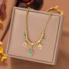18K Gold Plated Retro French Turquoise Starburst Pendant Necklace