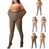 Women Thin Fleece Lined Tights Large Size Faux Translucent High Waist Pantyhose
