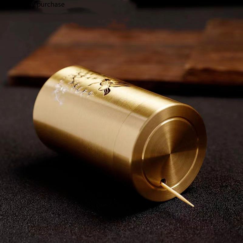 Držák na párátka z čisté mědi Malá přenosná krabička na párátka Dávkovač párátek Nádoba na párátka s vatovými tampony Úložný box na párátka