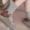 Fashionable Middle Calf Socks with Cartoon Animal Designs in Soft Cotton Bubble Cuffs Crew Socks Hosiery for Women Teens