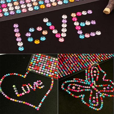 3/4/6mm Rhinestones Sticker Mobile Phone PC Car Art DIY Decal Bling Acrylic Rhinestones Selfadhesive Scrapbooking Craft Stickers