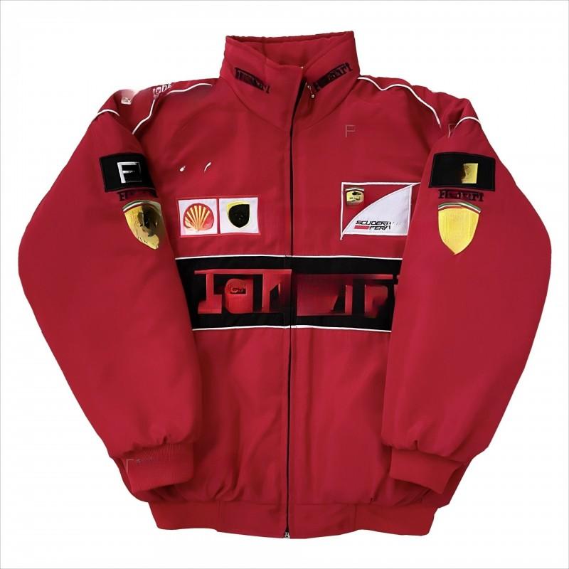 F1 Style Embroidered Cycling Jacket Men Women Retro American Racing Design Warm Cotton Windbreaker Riding