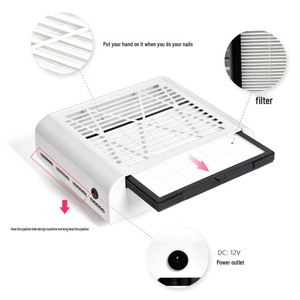 Nail Dust Collector: 80W High-Power Suction, Filter Screen & Speed Control for No Dust Escape