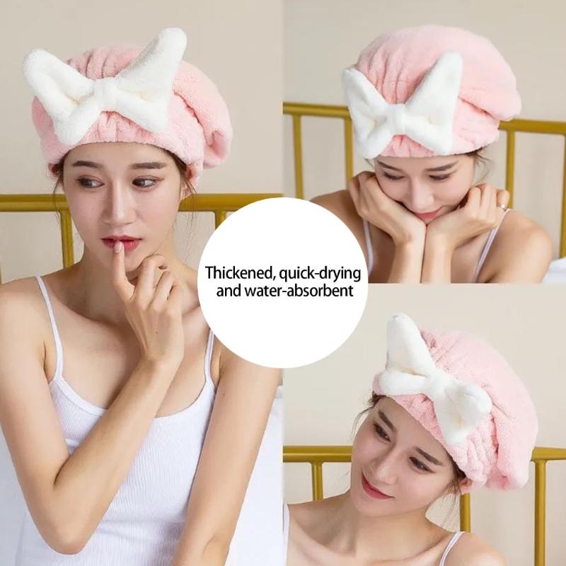Absorbent Microfiber Hair Towel For Women Quick Drying Soft Bath Turban Elastic Design