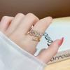 Trendy Leaves Shape Open Rings For Women Gold Silver Color Crystal Copper Ring Female Korean Daily Wear Jewelry Gift