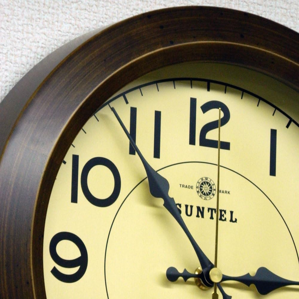 Santel Made in Japan Retro Circle Wall Clock Antique Brown DQL682AN Radio-Controlled