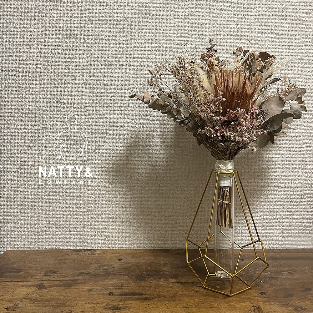 Stylish Nordic Gold Glass Flower Vase, Cute Large, Perfect for Dried Flowers, Interior Decor, Simple Geometric Design