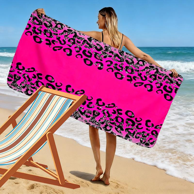 Leopard Print Beach Towel, Large Soft Quick Dry Towel for Beach Camping Swimming