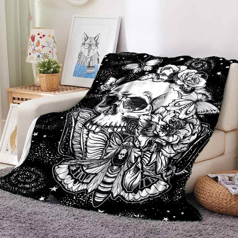 Skull Art Flannel Blanket Throw Blanket Soft Warm Sofa Bed Camping Car home Decor Unique Christmas Gift C930252