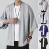 Männer Hemd Kimono Japanischen Stil Einfarbig Samurai Kostüm Asiatische Kleidung Drei Viertel Strickjacke Männer Hemd Jacke