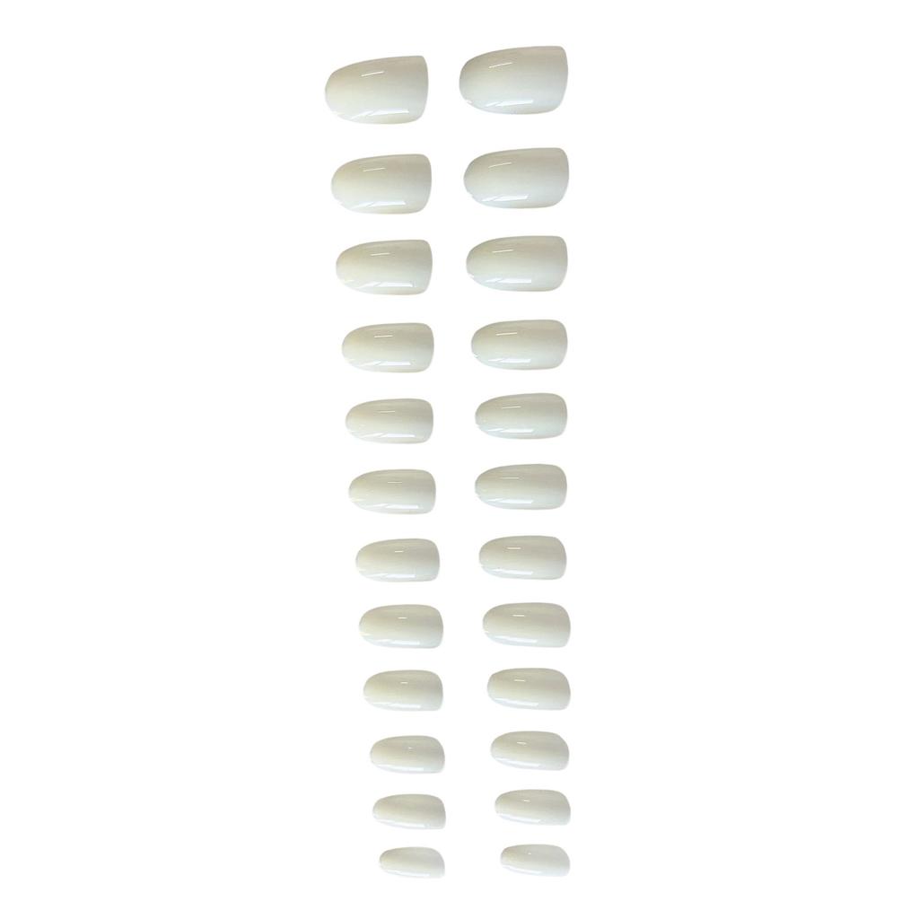 Solid Milky White Mid-length Fake Nails Lightweight and Easy to Stick Fake Nail for Fingernail DIY Decoration