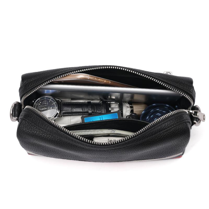 Shoulder Bag Men's Crossbody Bag Head Layer Cowhide Business Casual Fashion Color Contrast Genuine Leather Large Capacity Men's Bag