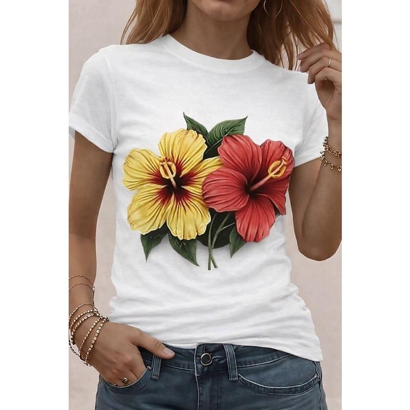 Women's T Shirt Print Graphic Animal Classic Short Sleeve Crew Neck Round Neck Regular Tops