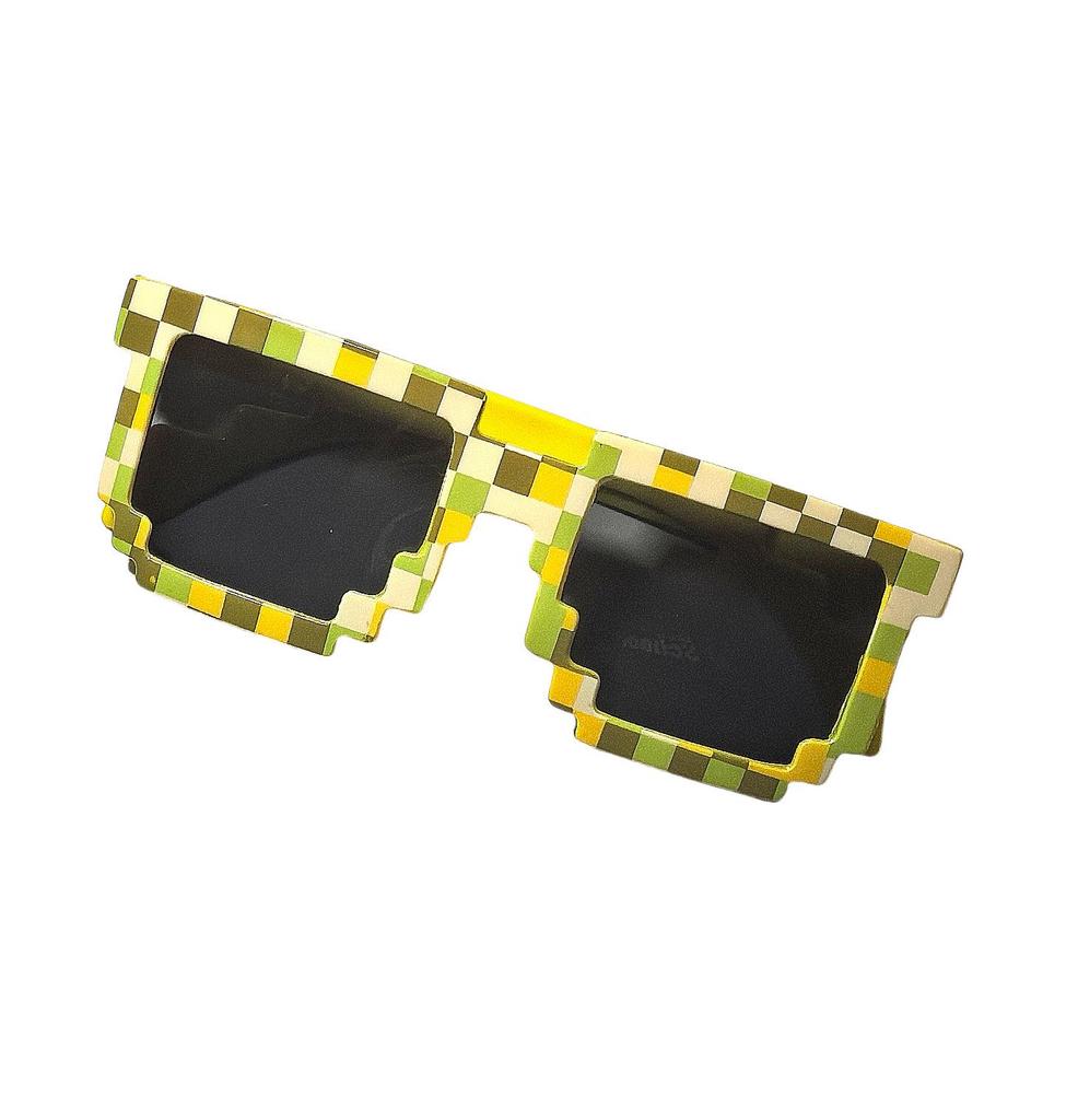 Pixelated Square Mosaic Anime-Style Sunglasses - Trendy Rectangular Frames