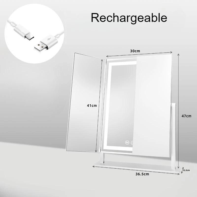 Folding Mirror Aesthetic Led Mirrors Luxury Decorative Makeup Mirror Elegant Tabletop Mirrors with Light Bedroom Decoration