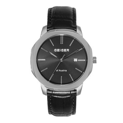[GEIGER] GEIGER Men's Classic Leather Watch GE1263WBBK_M