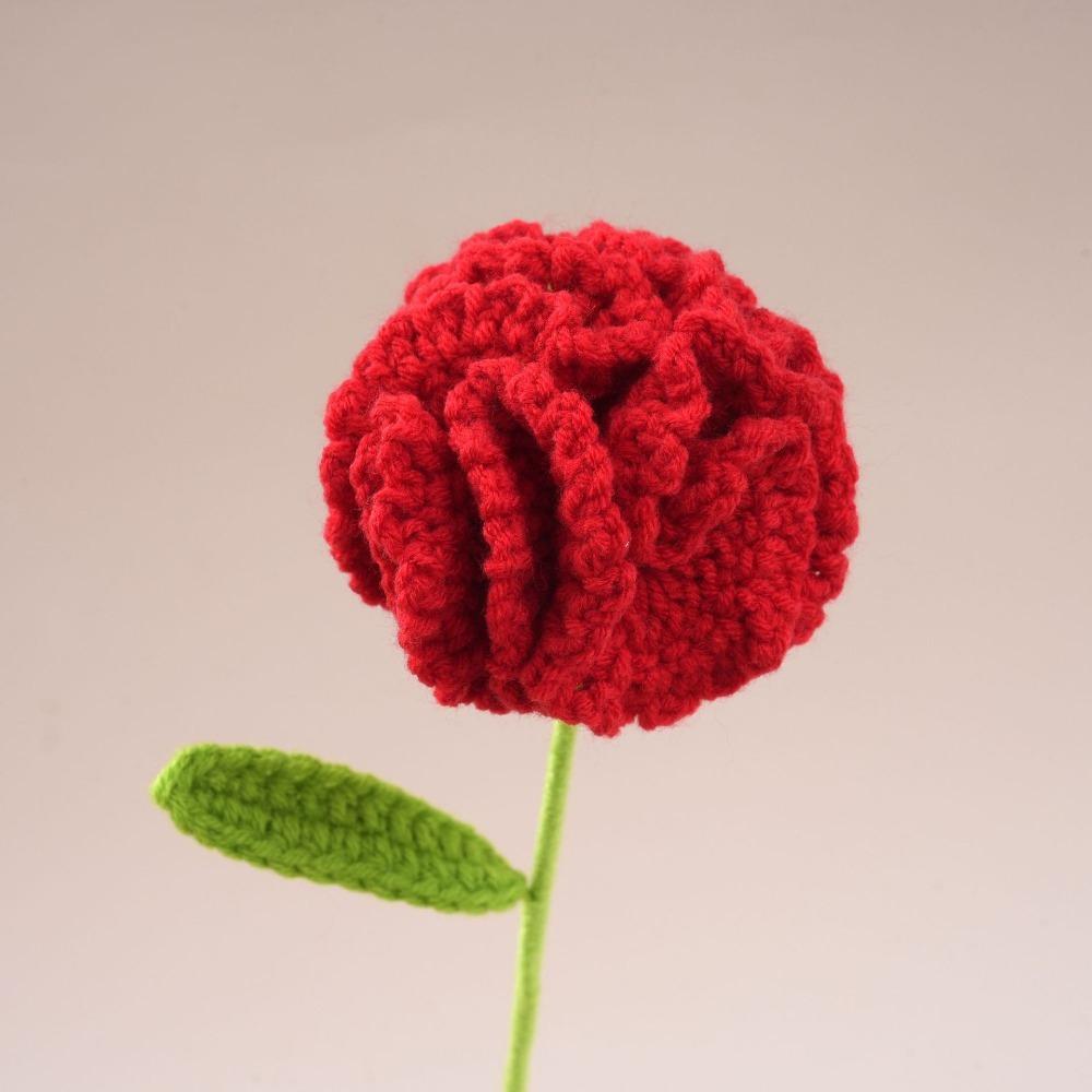 Creative Wool Carnation Bouquet Hand Crocheted Colorful Handmade Bouquet Wool Woven Flower Gift красный