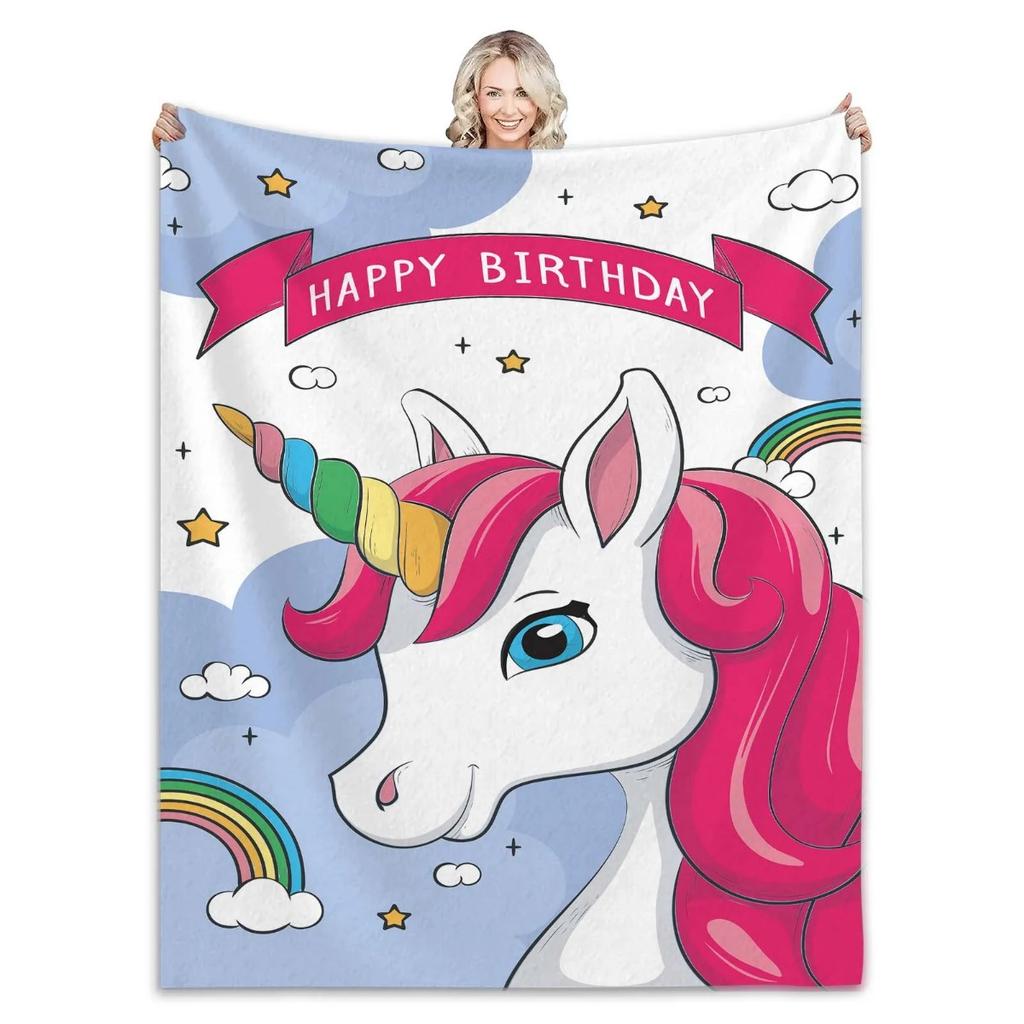 Jednorožcová flanelová deka pro dívky a chlapce Měkká teplá dětská deka na postel pohovku Narozeninový vánoční dárek