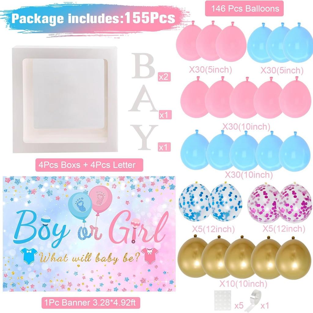 Sex Reveal Baby Balloon Box Decoration Baby Shower Boy Or Girl Sex Reveal Baby Party Decoration