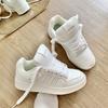 New Autumn Niche Retro Beige Bread Shoes National Versatile Street Shooting Sports and Leisure Shoes Women's White and Red