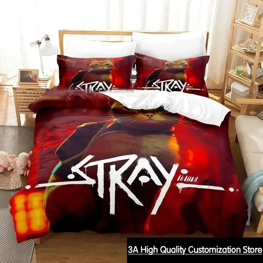 

Comforter Stray Game Cat And Momo Bedding Set Bed Set Comforter King Queen Size Boys Adult Bedding Set Comforter (quilt)-EU Single(135*200cm)3pcs