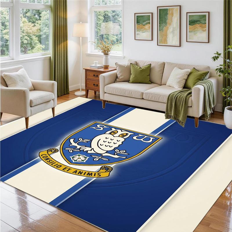 Sheffield Wednesday Design Crystal Velvet Rug Soft Decorative Mat for Bedroom Entrance