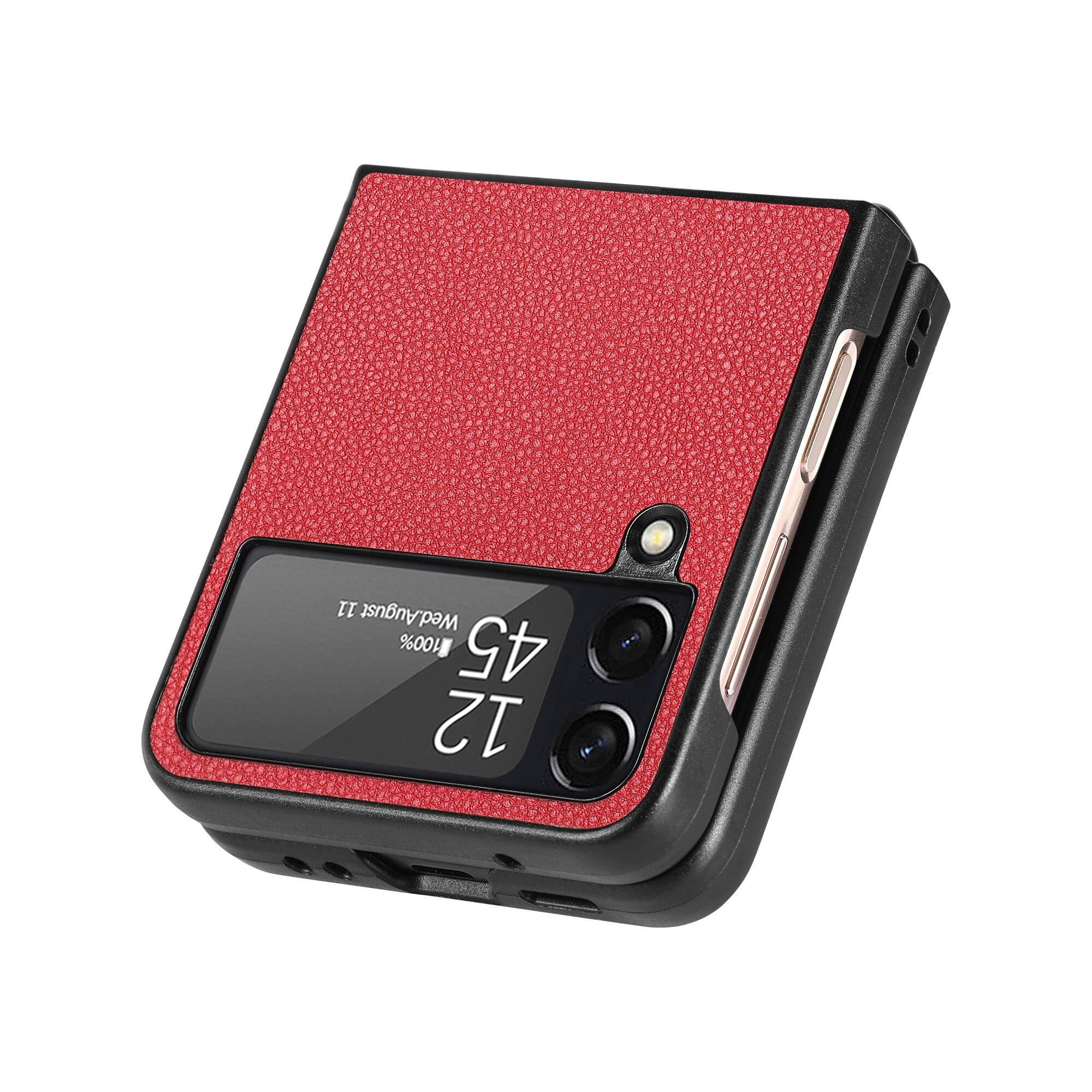 

Anti-Drop Cell Phone Bag Funda Leather Case for Samsung Galaxy Z Flip 4 Flip3 Flip 3 Flip4 5G Card Slot Protective Cover