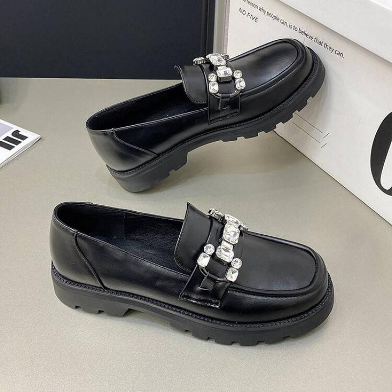 New Girls' Single Shoes, Girls' Student Shoes, British Platform-soled Older Children's Shoes Are Non-slip, and Women Wear Solid-color Overalls In