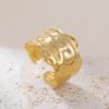 Teamer Irregular Wrinkled Texture Open Ring Gold Color Stainless Steel Ring For Women Fashion Minimalist Jewelry Birthday Gift