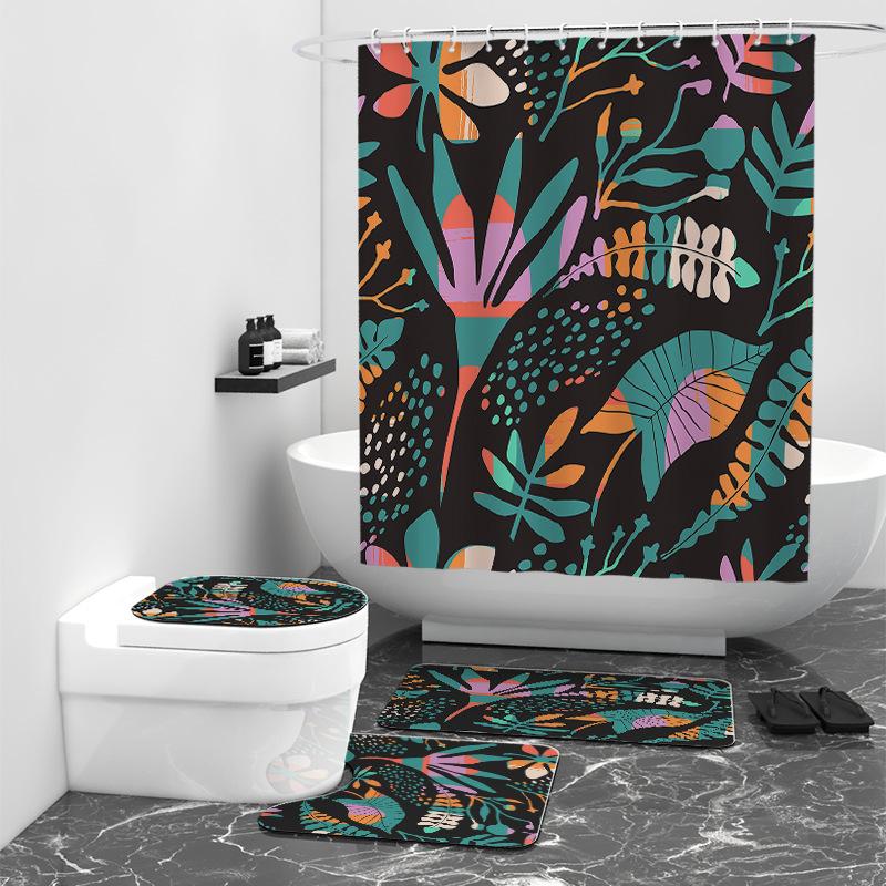3D Digital Printing Colorful Leaves Full Polyester Waterproof Shower Curtain Bathroom Shower Curtain Fabric
