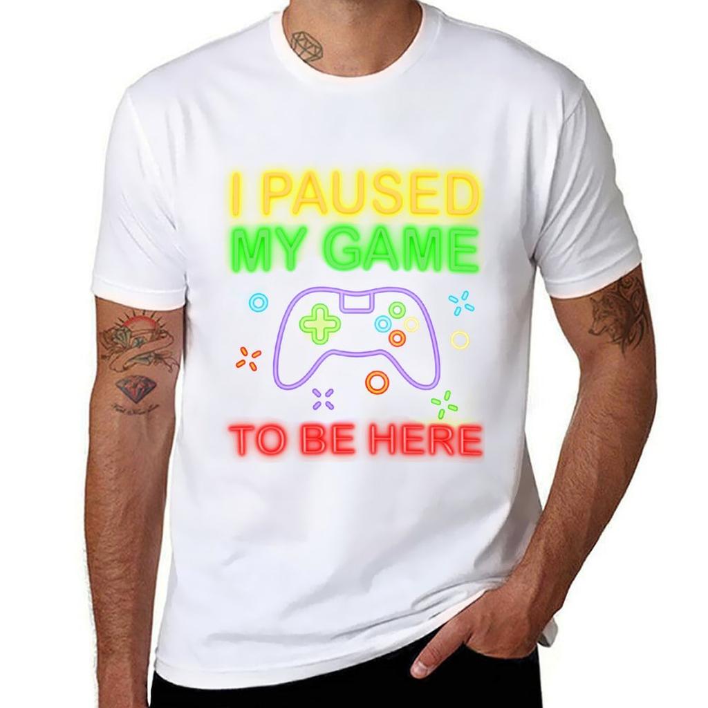 I paused my game to be here neon style TShirt t shirts with prints TShirt